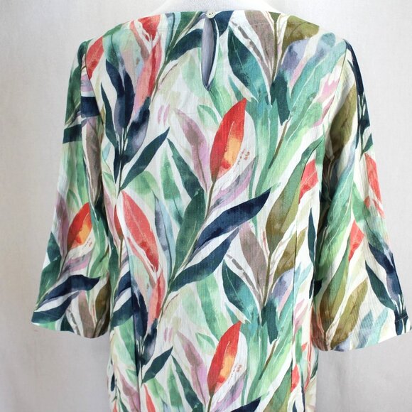 Soft Surroundings Oceo Gauze Tunic Top Size M Watercolor Leaf Print 3/4 Sleeve - Picture 6 of 7